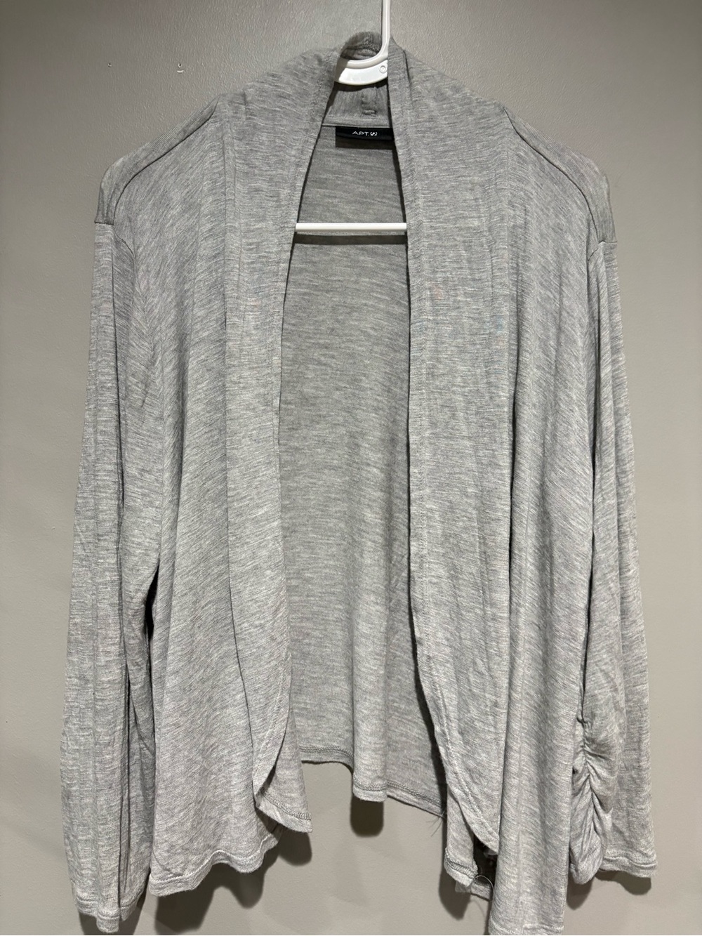 Apt. 9 Heather Grey Open Front Cardigan XL Ruched Sleeves